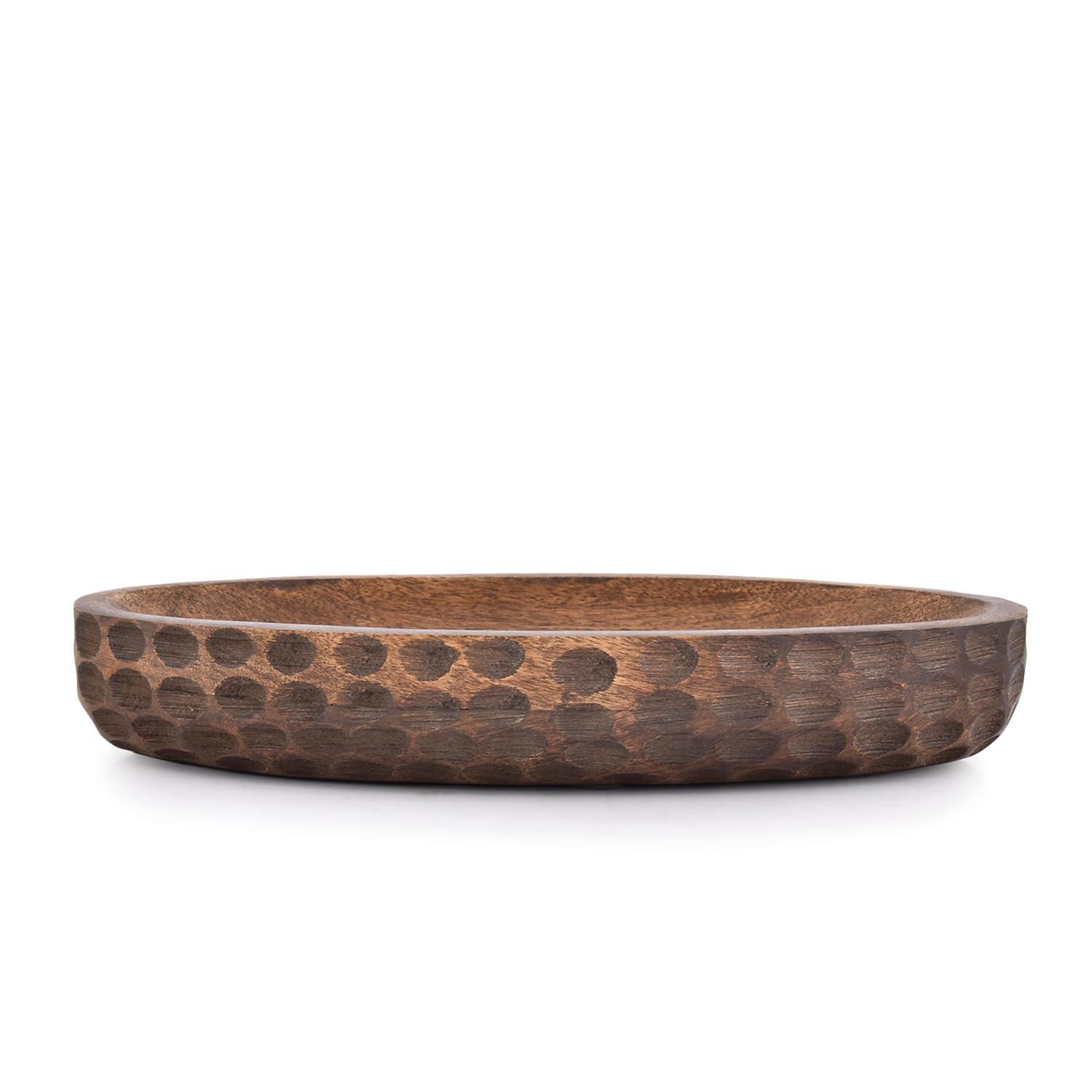 Samhita Mango Wood Decorative Bowl Home Decor Home Decorative Centerpiece Farmhouse Country, Restaurant, Café (14" x 6" x 2.3") - CookCave