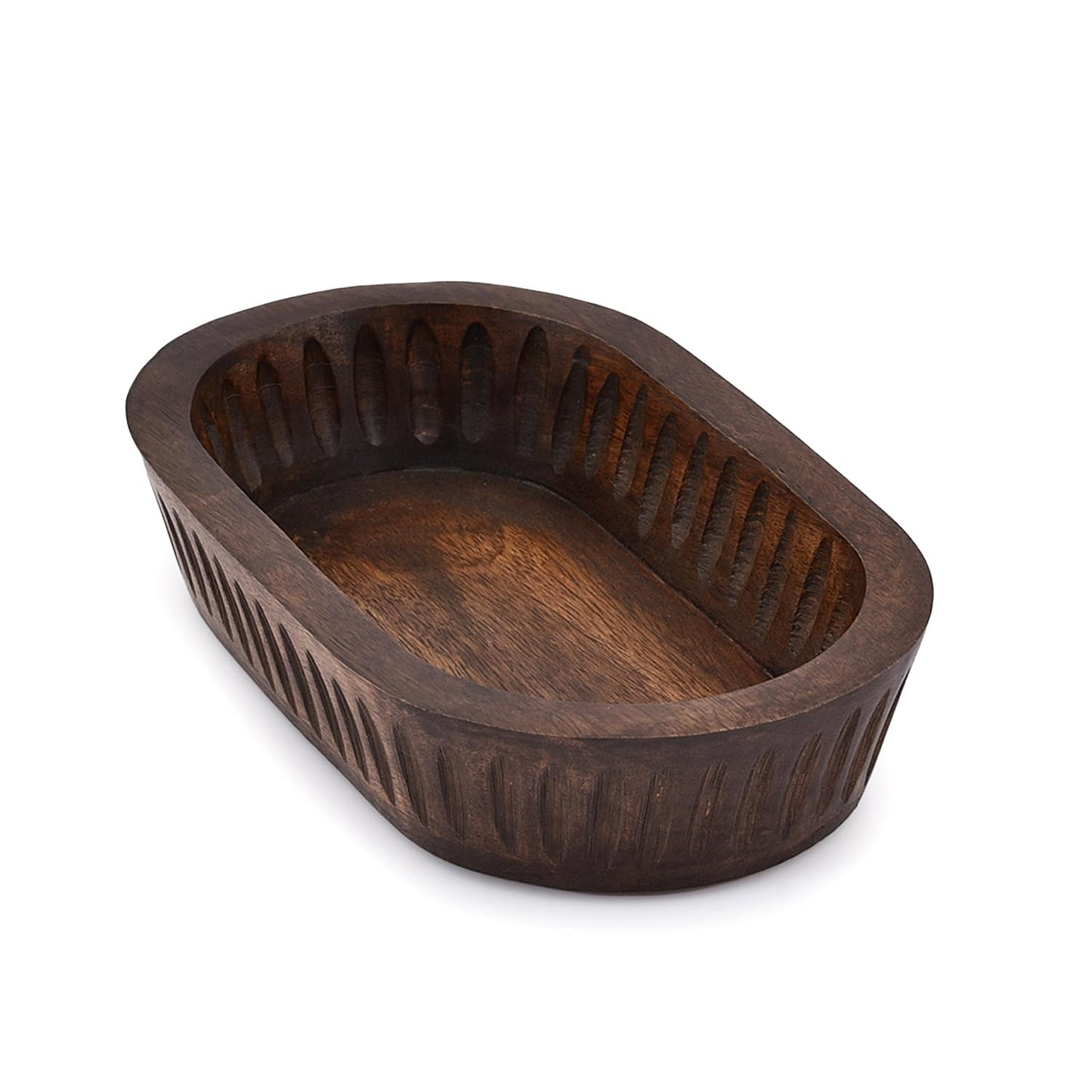 Samhita Mango Wood Decorative Bowls for Home Décor, Decorative Long Wooden Bowl for Table Centerpiece (10" x 6" x 2") - CookCave