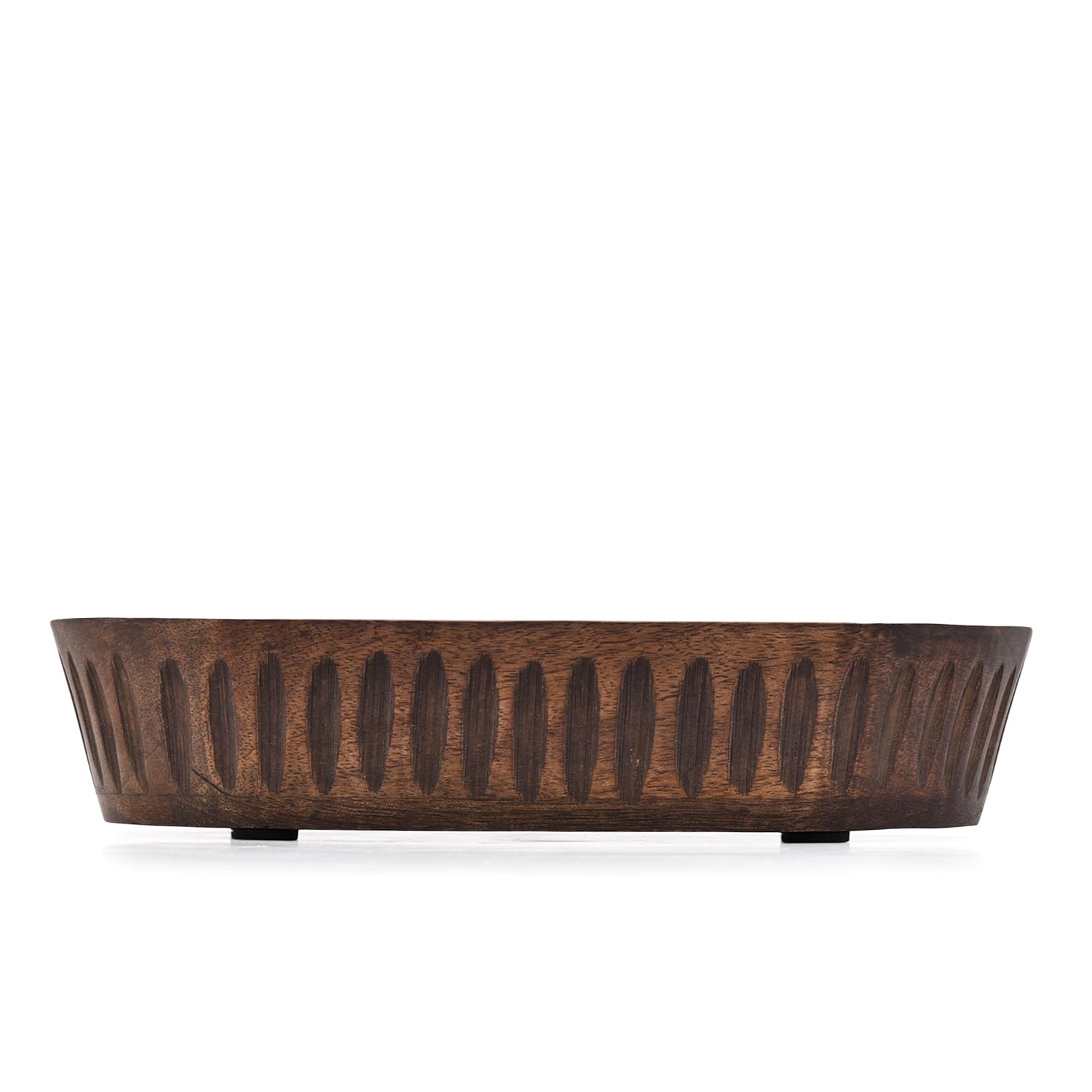 Samhita Mango Wood Decorative Bowls for Home Décor, Decorative Long Wooden Bowl for Table Centerpiece (10" x 6" x 2") - CookCave