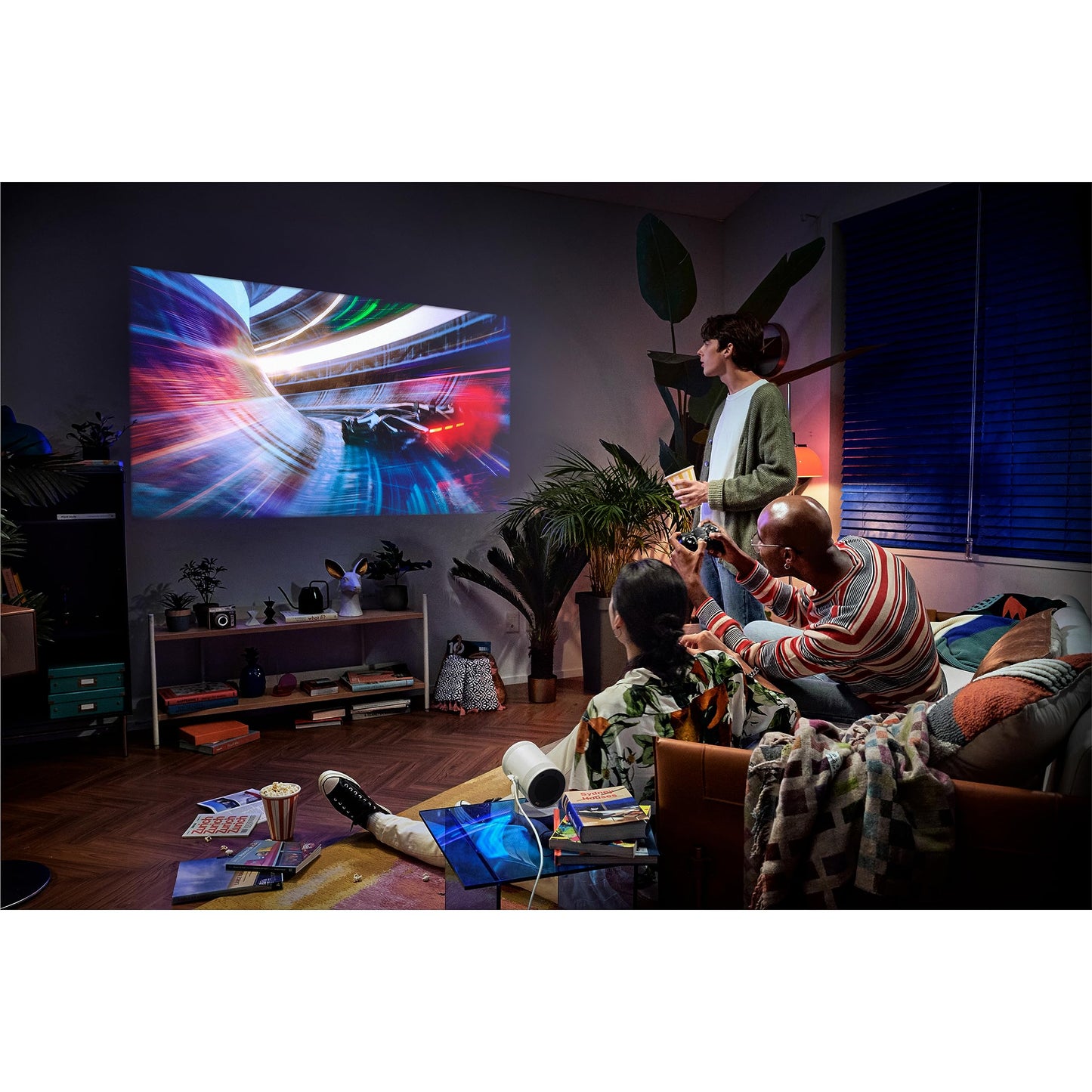 SAMSUNG 30” - 100” The Freestyle with Gaming Hub Smart Portable Projector, FHD, HDR, Big Screen Home Theater Experience, 360 Sound, SP-LFF3CLAXZA, 2023 Model (Renewed) - CookCave