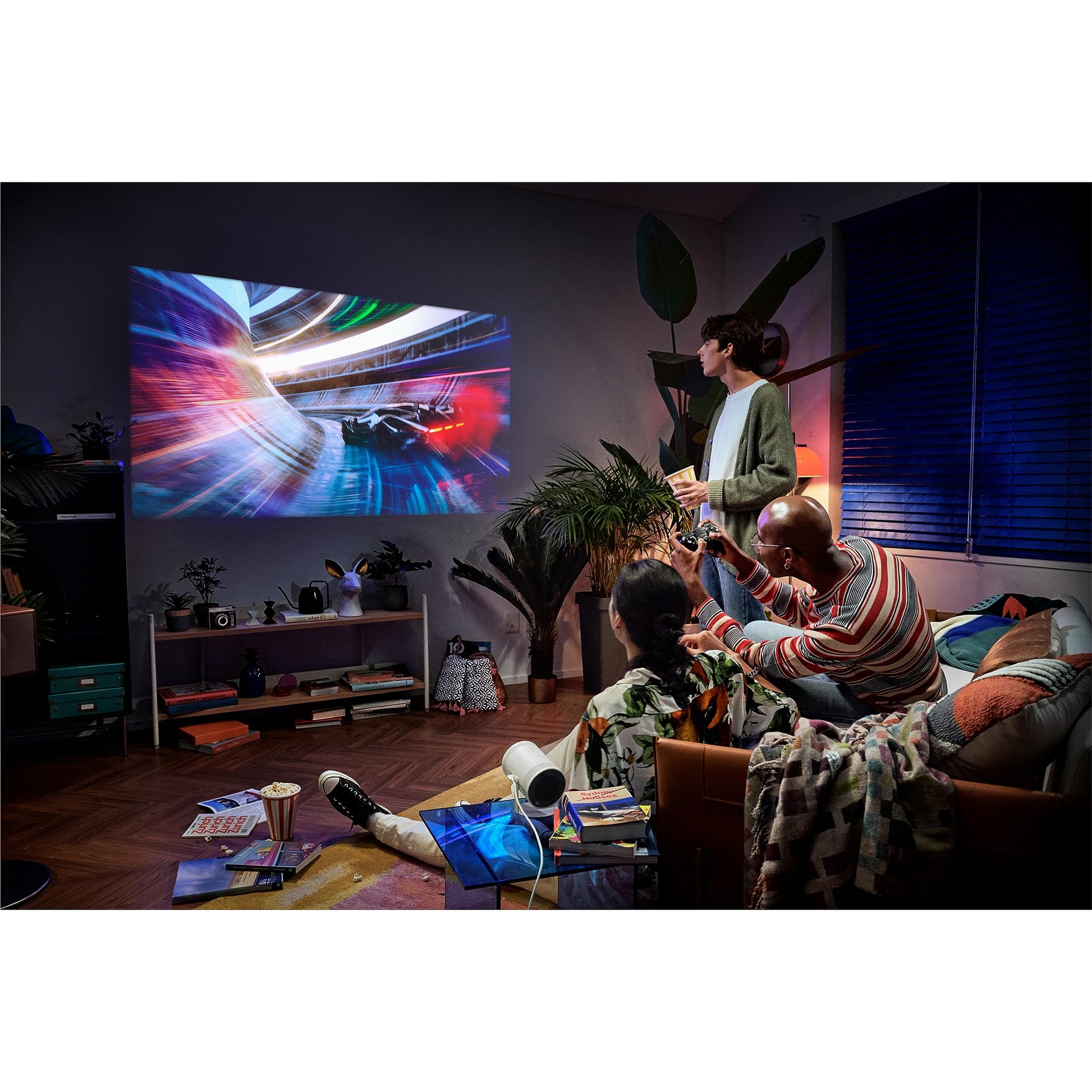SAMSUNG 30” - 100” The Freestyle with Gaming Hub Smart Portable Projector, FHD, HDR, Big Screen Home Theater Experience, 360 Sound, SP-LFF3CLAXZA, 2023 Model (Renewed) - CookCave