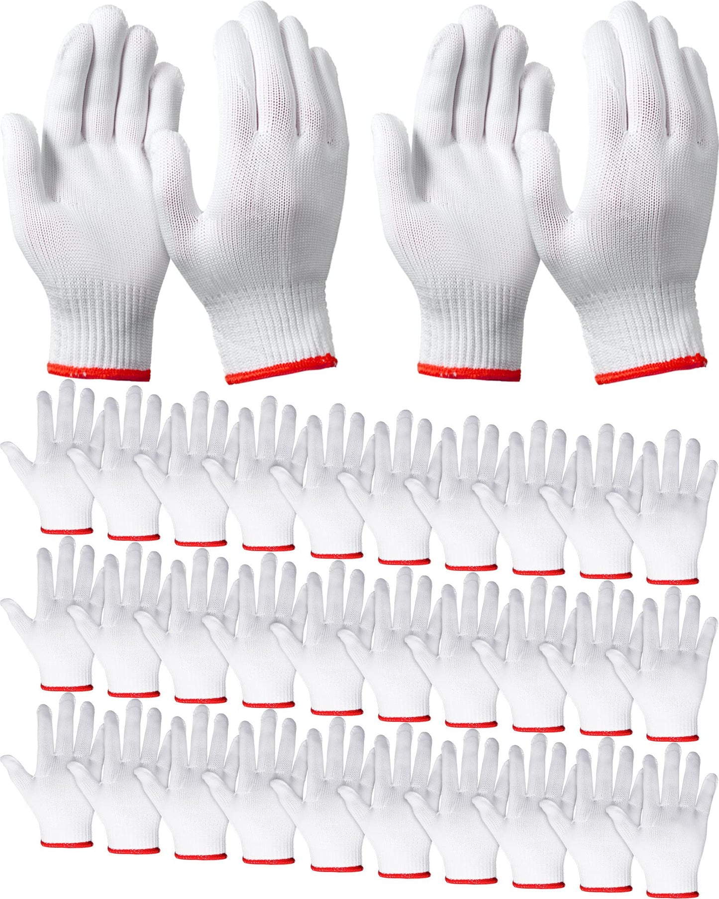 SATINIOR 36 Pairs Hand Work Gloves White Cotton Liners Safety Work BBQ Gloves Liners Men Women Cotton Hand Protection(Red Edging) - CookCave