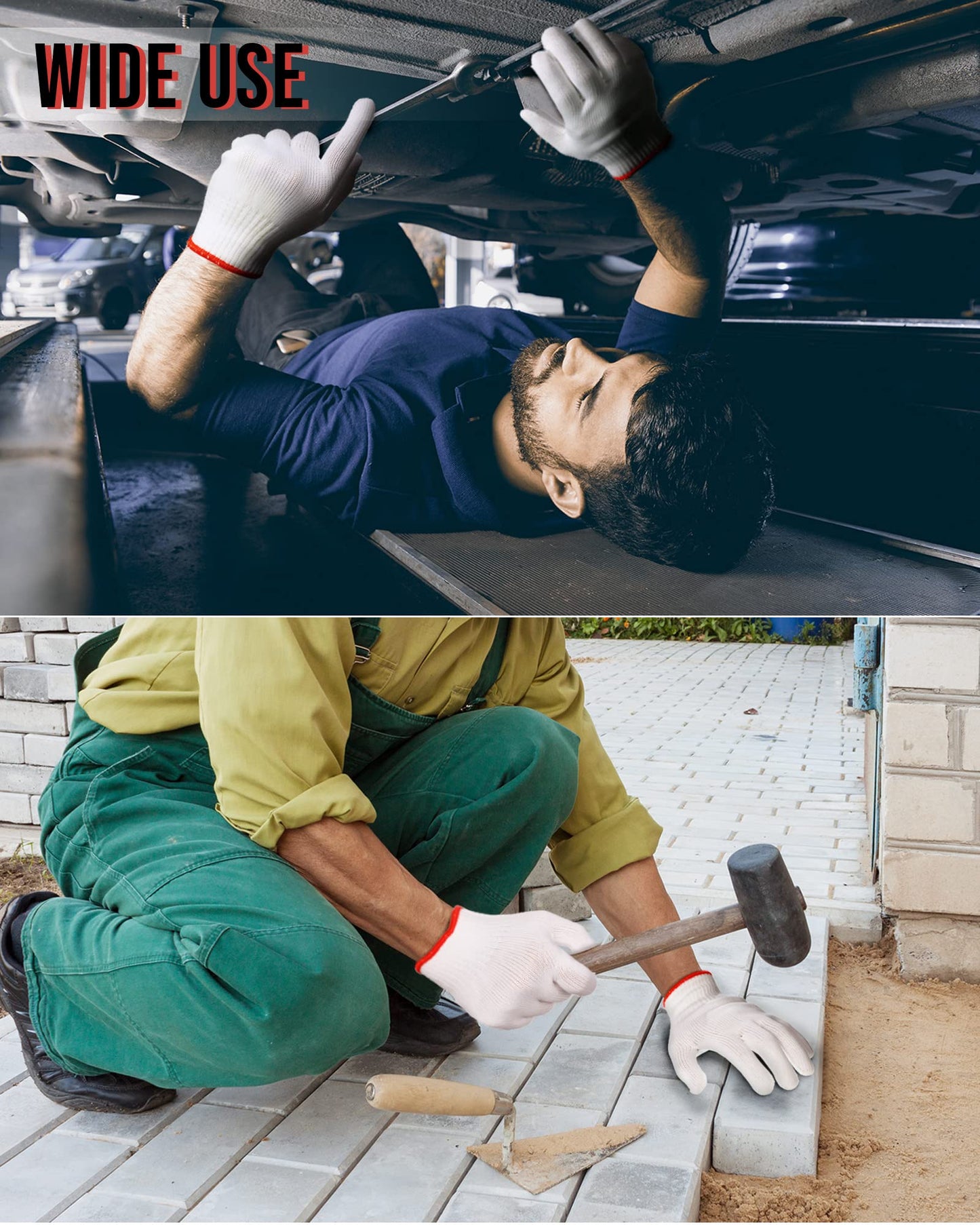 SATINIOR 36 Pairs Hand Work Gloves White Cotton Liners Safety Work BBQ Gloves Liners Men Women Cotton Hand Protection(Red Edging) - CookCave