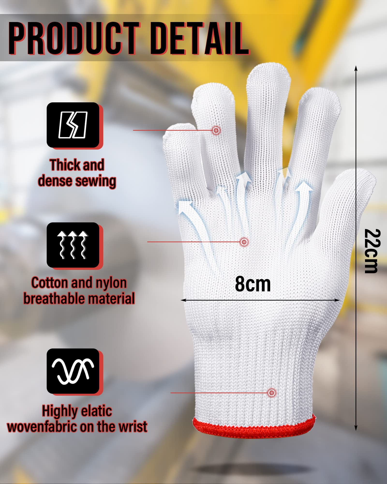 SATINIOR 36 Pairs Hand Work Gloves White Cotton Liners Safety Work BBQ Gloves Liners Men Women Cotton Hand Protection(Red Edging) - CookCave
