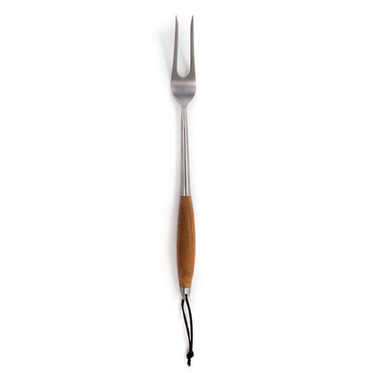 Schmidt Brothers - BBQ Bonded Teak 4 Piece Grilling Accessory Set, Full-Forged Stainless Steel Grilling Utensils Including Spatula, Fork, Basting Brush, and Tongs with All Wood Handles - CookCave