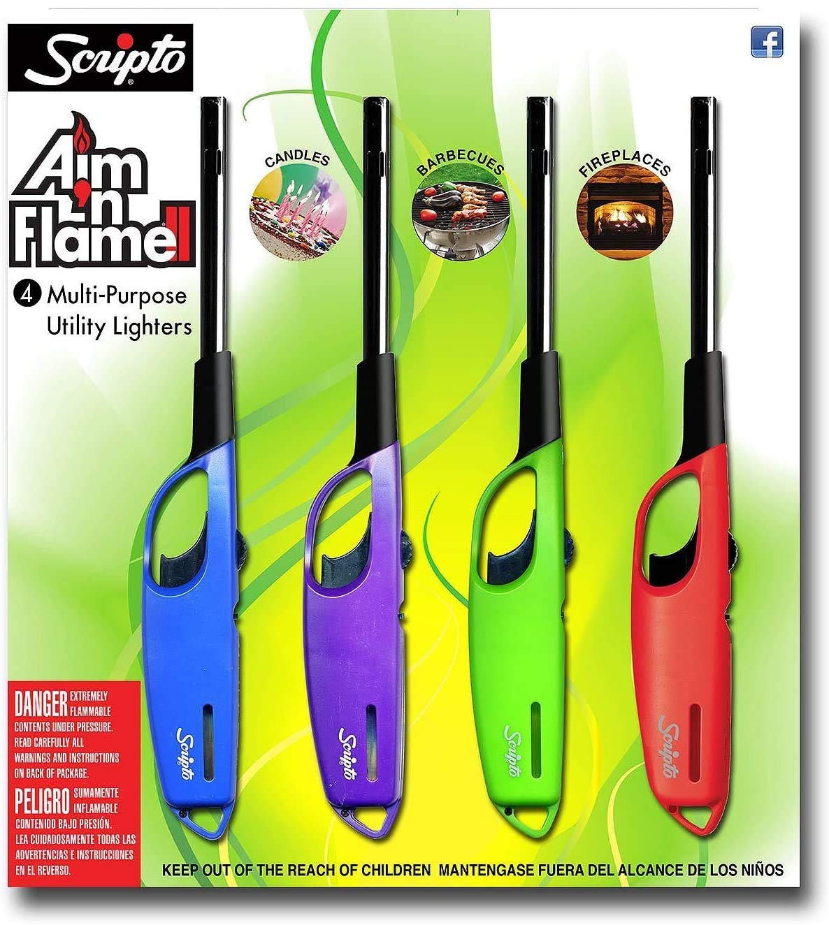 Scripto AIM 'N Flame Multi-Purpose Lighters, Pack of 4 - CookCave