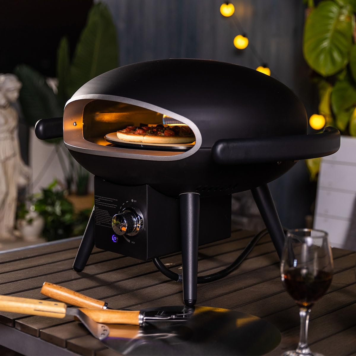 SENJOYS Rapid-Preheat 12inches Gas Pizza Oven with Auto-Rotation: Outdoor Cooking Perfection - CookCave