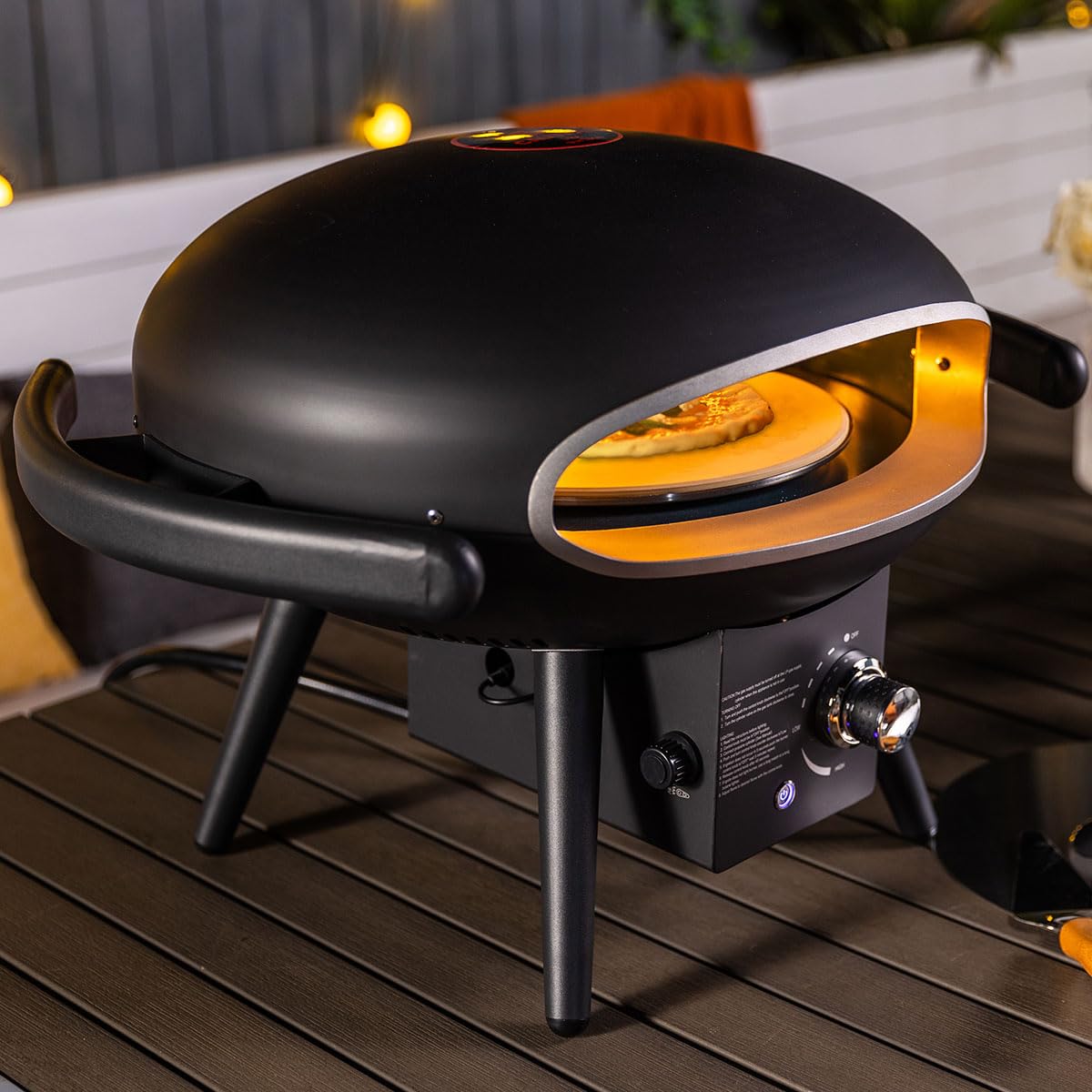 SENJOYS Rapid-Preheat 12inches Gas Pizza Oven with Auto-Rotation: Outdoor Cooking Perfection - CookCave