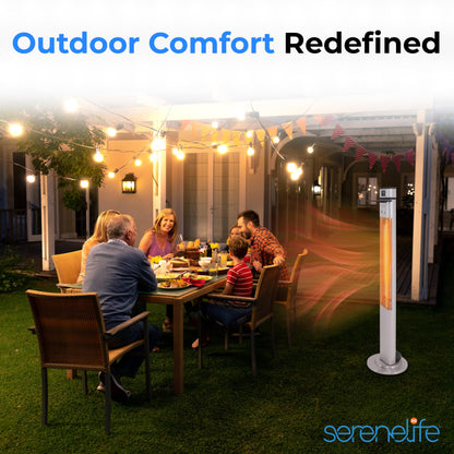SereneLife Infrared Patio Heater, 1500W Electric Standing with Remote Control, IP44 Approved, Odorless, Three Power Settings, Indoor/Outdoor for Restaurant, Backyard, Garage, Decks - CookCave
