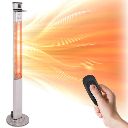 SereneLife Infrared Patio Heater, 1500W Electric Standing with Remote Control, IP44 Approved, Odorless, Three Power Settings, Indoor/Outdoor for Restaurant, Backyard, Garage, Decks - CookCave