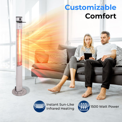 SereneLife Infrared Patio Heater, 1500W Electric Standing with Remote Control, IP44 Approved, Odorless, Three Power Settings, Indoor/Outdoor for Restaurant, Backyard, Garage, Decks - CookCave