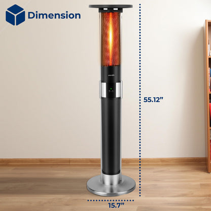 SereneLife Infrared Patio Heater, Electric Patio Heater for Indoor/Outdoor Use, Portable Tower Heater with Remote Control, 1500 W, for Restaurant, Patio, Backyard, Garage, Decks (Black) - CookCave