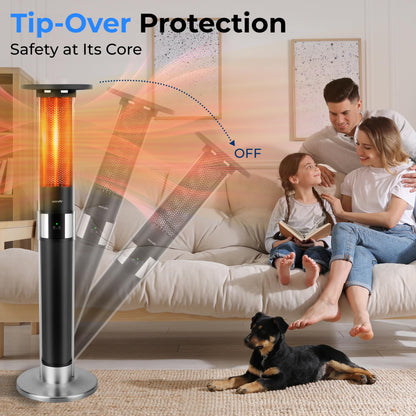 SereneLife Infrared Patio Heater, Electric Patio Heater for Indoor/Outdoor Use, Portable Tower Heater with Remote Control, 1500 W, for Restaurant, Patio, Backyard, Garage, Decks (Black) - CookCave