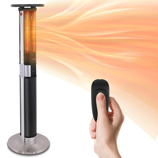 SereneLife Infrared Patio Heater, Electric Patio Heater for Indoor/Outdoor Use, Portable Tower Heater with Remote Control, 1500 W, for Restaurant, Patio, Backyard, Garage, Decks (Black) - CookCave