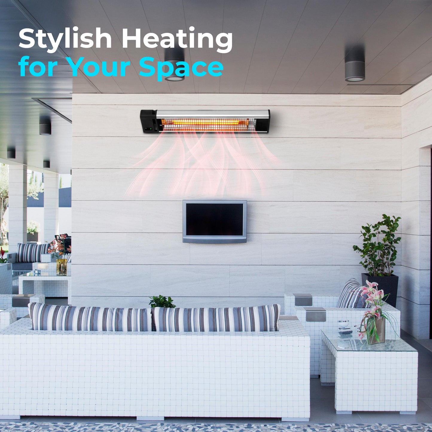 SereneLife Infrared Patio Heater, Wall-Mounted Electric Heater with Remote, 1500W, IP65 Approved, Odorless, Indoor/Outdoor for Patio, Restaurant, Backyard, Garage, Decks - CookCave