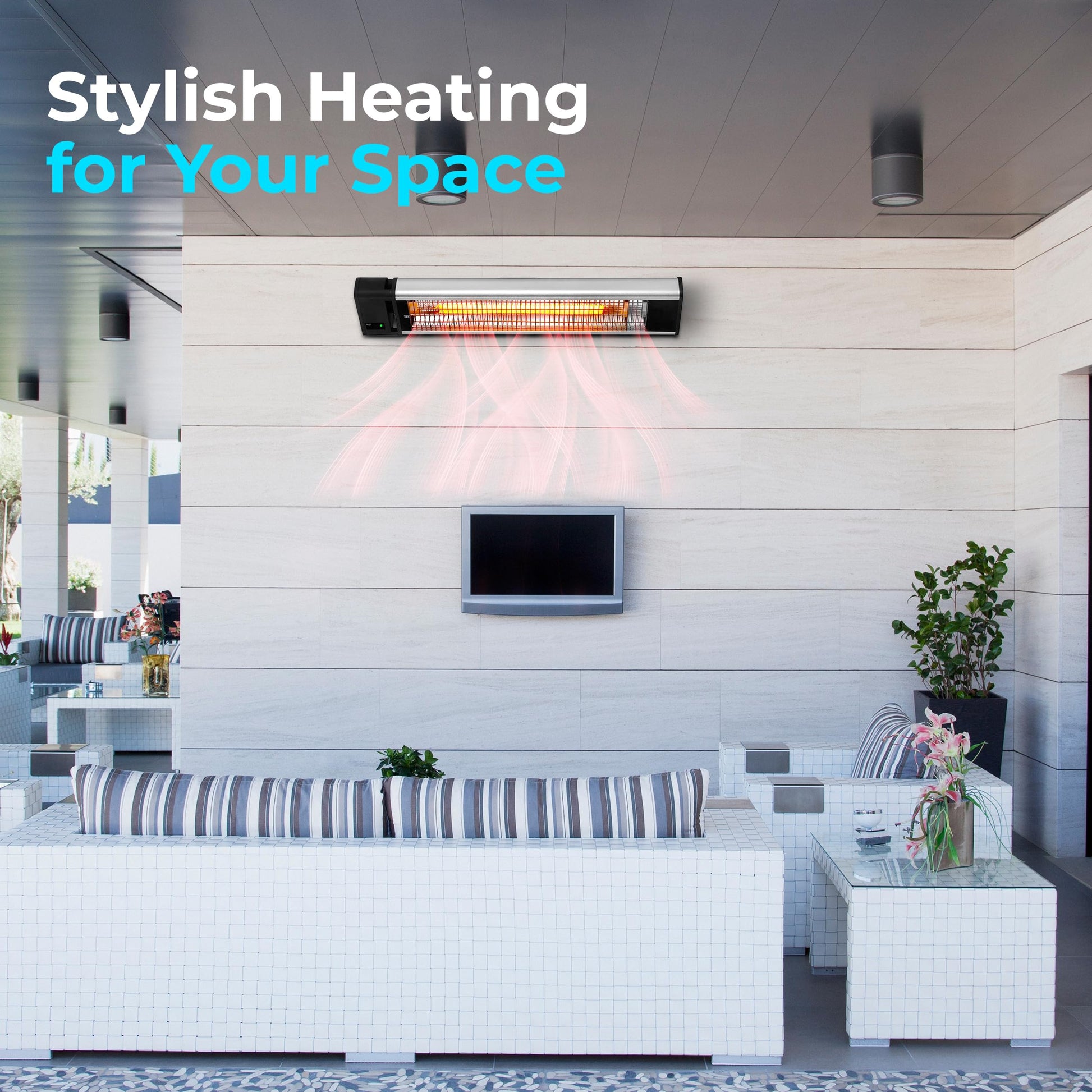 SereneLife Infrared Patio Heater, Wall-Mounted Electric Heater with Remote, 1500W, IP65 Approved, Odorless, Indoor/Outdoor for Patio, Restaurant, Backyard, Garage, Decks - CookCave