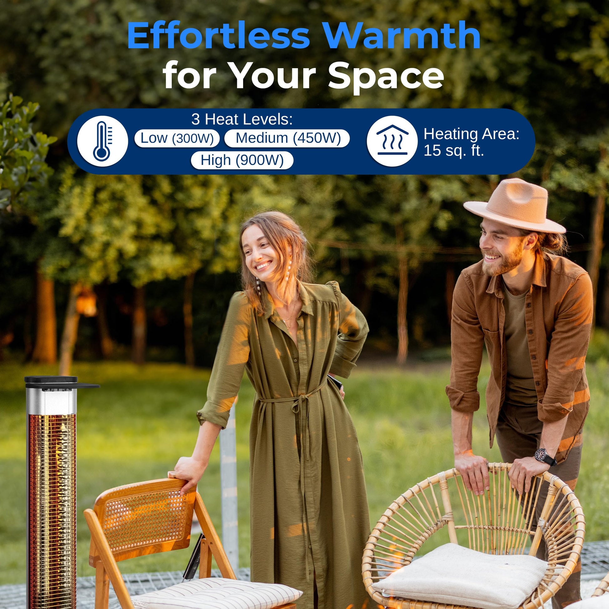 SereneLife Outdoor Electric Patio Heater - 900W Infrared Heater with Remote, Aluminum Reflector, Waterproof Design, IP65 Approved, Quiet Operation, Standing Porch Heater for Patio & Backyard - CookCave