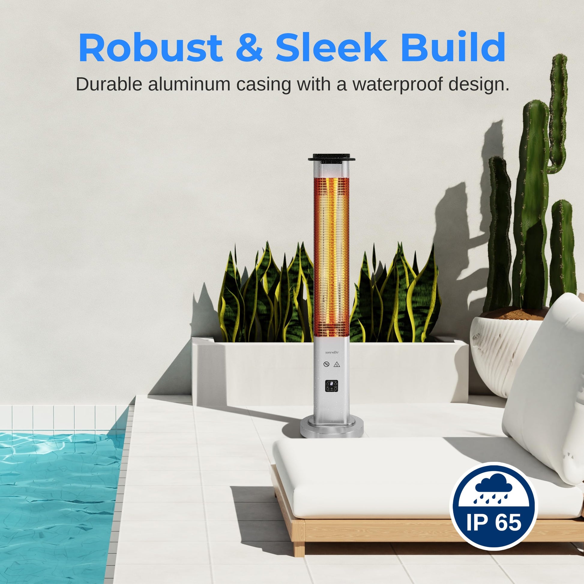 SereneLife Outdoor Electric Patio Heater - 900W Infrared Heater with Remote, Aluminum Reflector, Waterproof Design, IP65 Approved, Quiet Operation, Standing Porch Heater for Patio & Backyard - CookCave