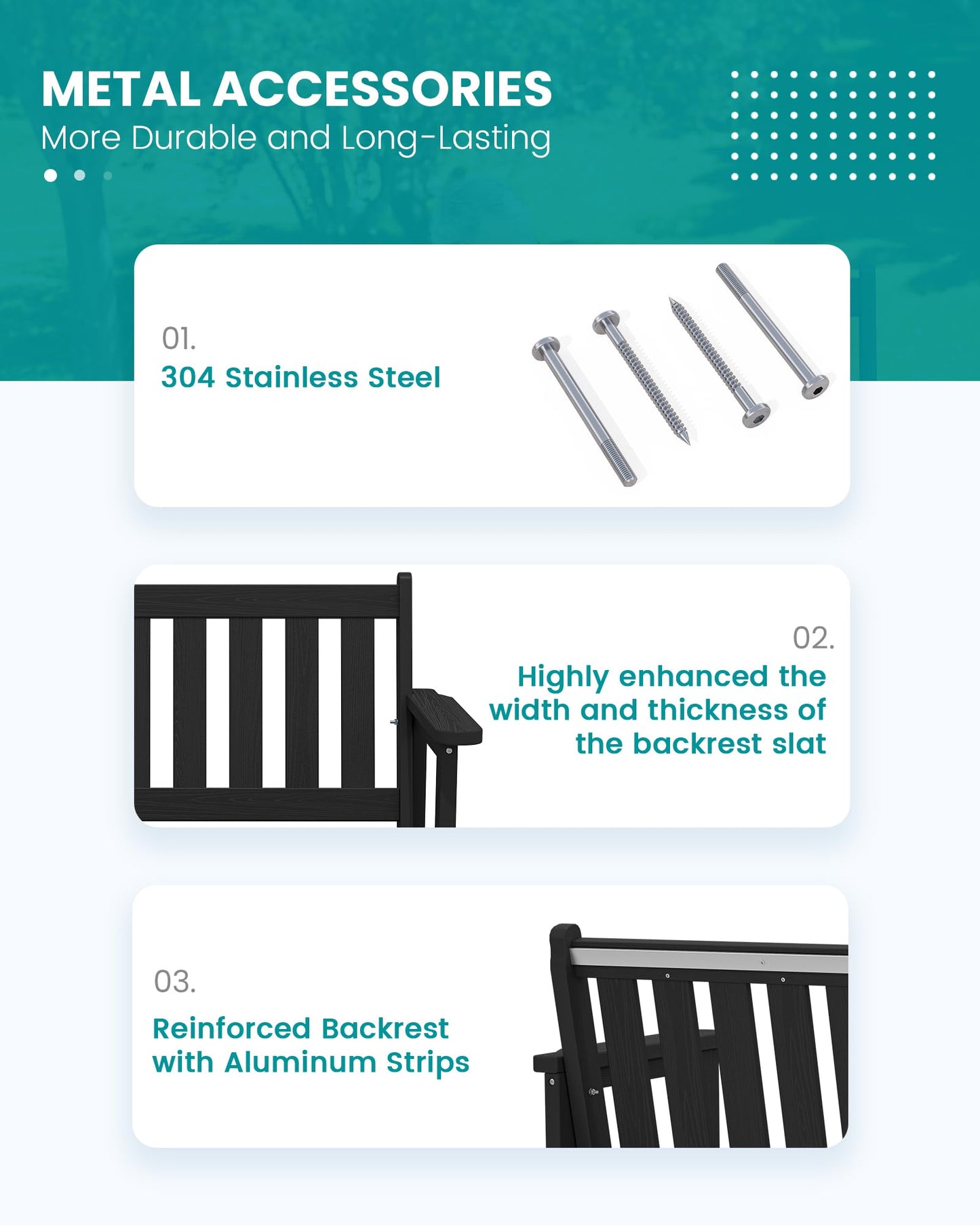 SERWALL Outdoor Bench, HDPE Outdoor Benches Weatherproof, 2-Person Garden Bench with 660 lbs Weight Capacity, Patio Benches for Outdoors, Garden, Porch, Backyard and Park, Black - CookCave