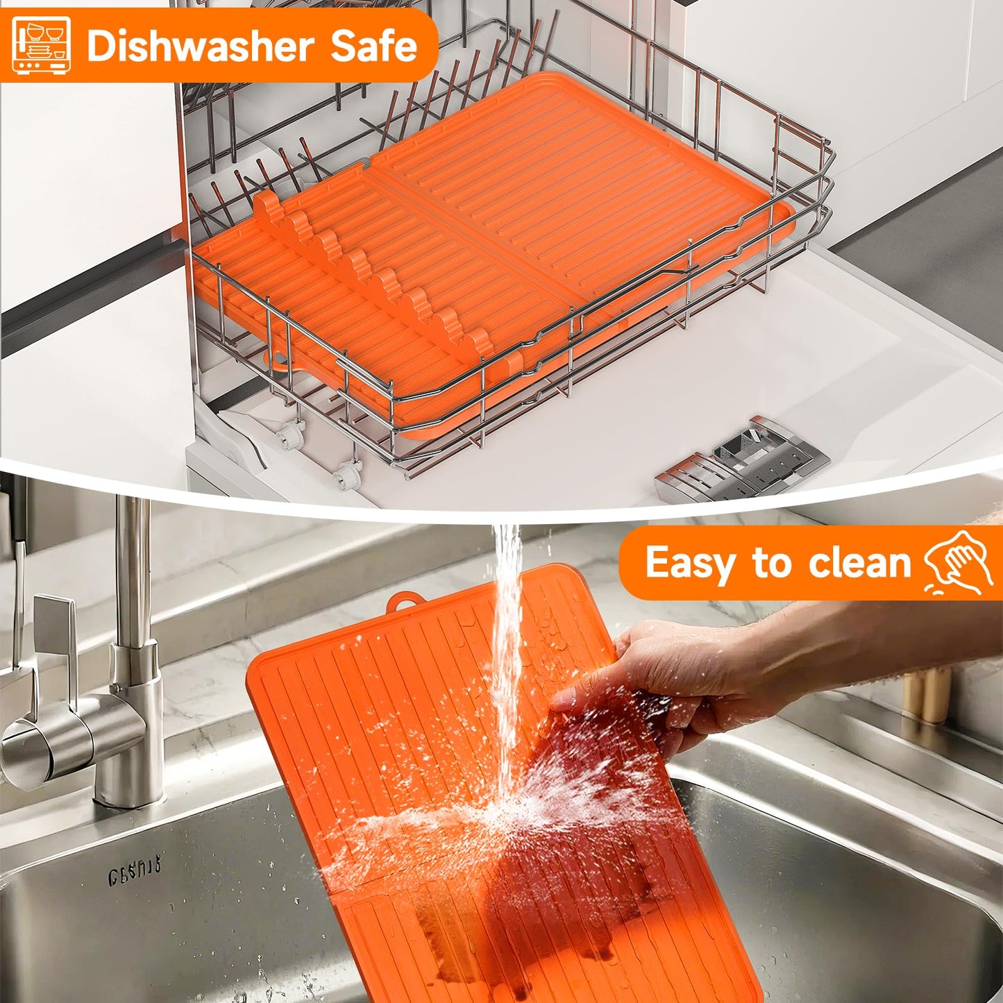 Sevenblue Silicone Grill Mat Compatible with Blackstone, Silicone Griddle Tool Mat with Adjustable Slots, Side Shelf Mat with Drip Pad for Blackstone Grill Accessories (Orange) - CookCave