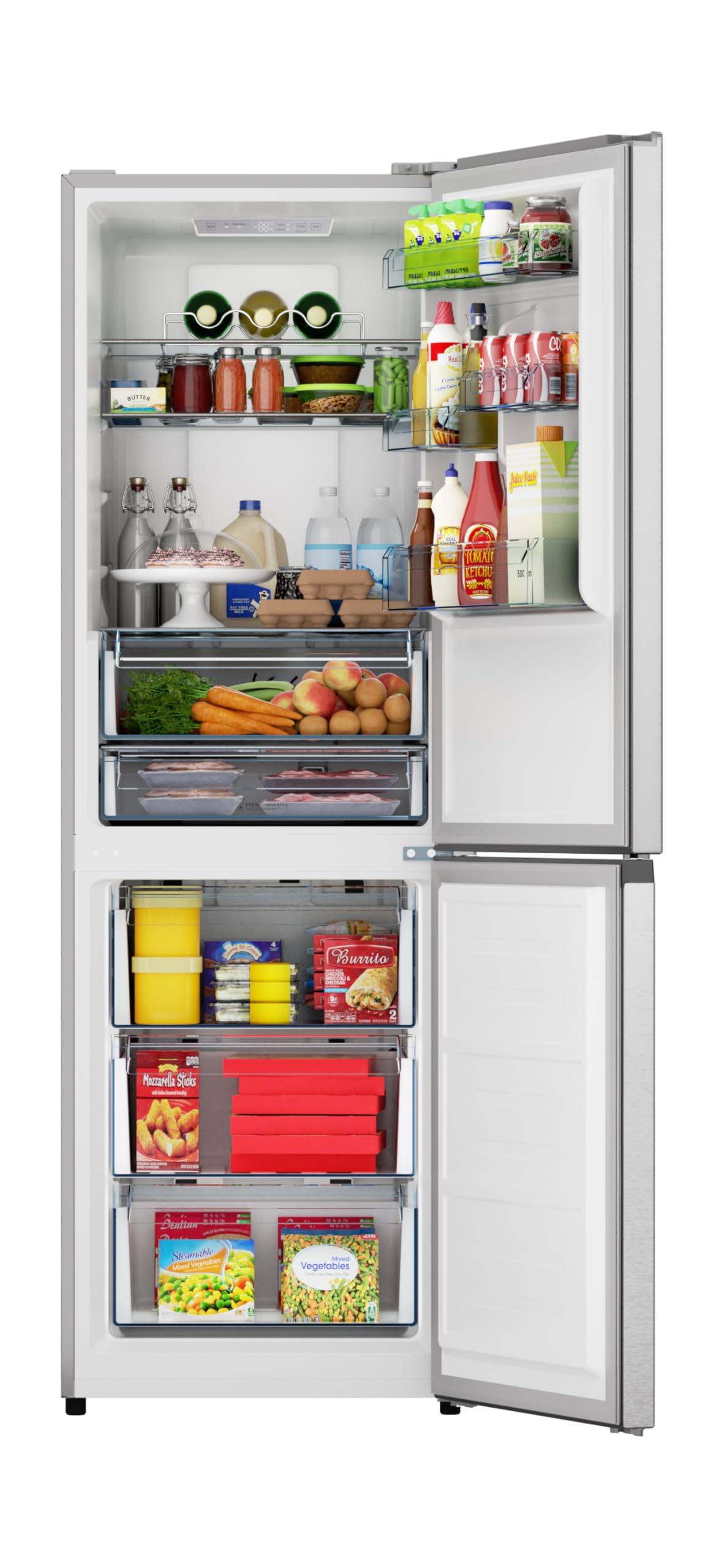 SHARP SJB1255GS Refrigerator with Bottom-Freezer, Counter-Depth, 24 Inch, 11.5 Cubic Foot, Stainless Steel - CookCave