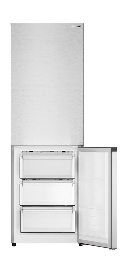 SHARP SJB1255GS Refrigerator with Bottom-Freezer, Counter-Depth, 24 Inch, 11.5 Cubic Foot, Stainless Steel - CookCave