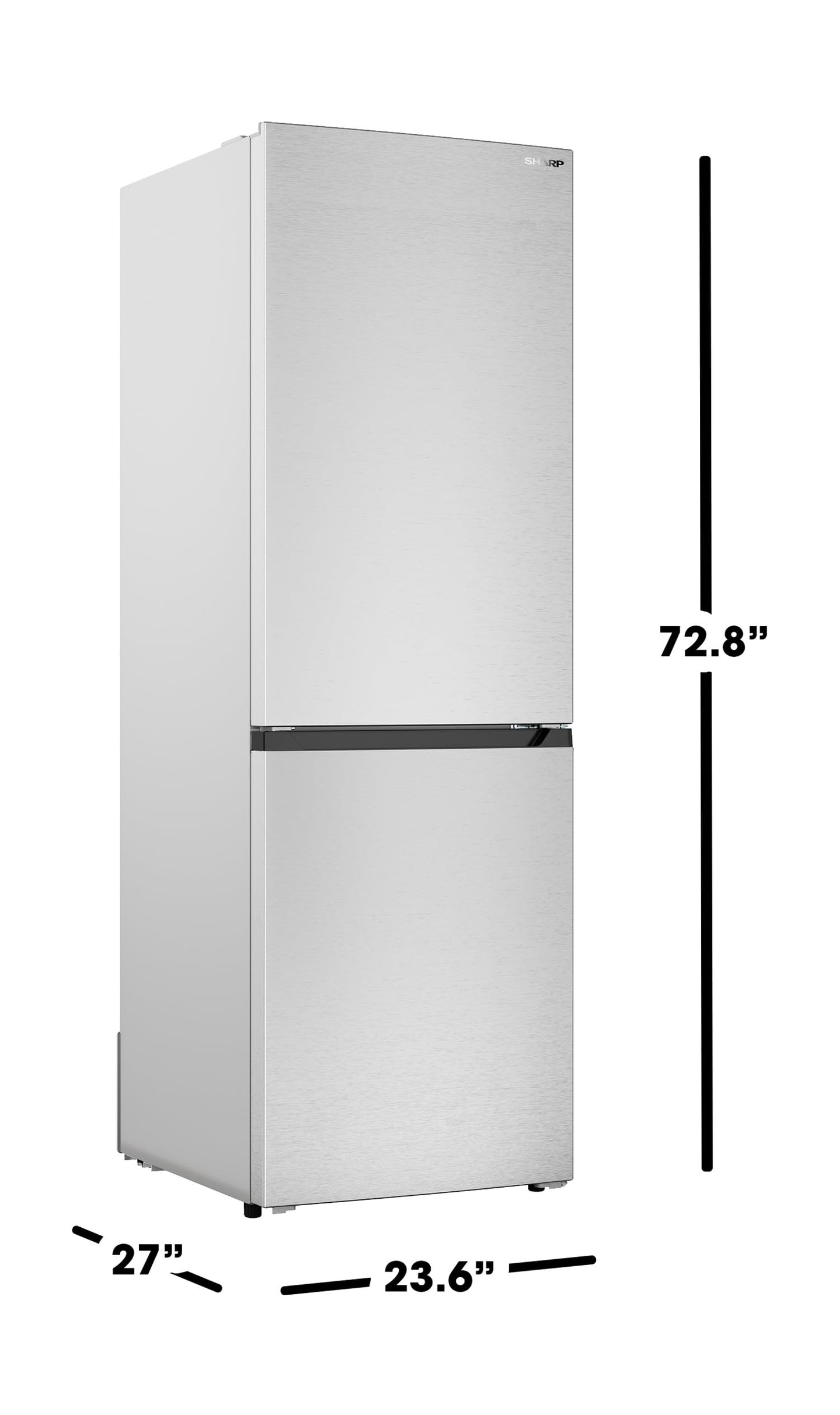 SHARP SJB1255GS Refrigerator with Bottom-Freezer, Counter-Depth, 24 Inch, 11.5 Cubic Foot, Stainless Steel - CookCave