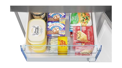 SHARP SJB1255GS Refrigerator with Bottom-Freezer, Counter-Depth, 24 Inch, 11.5 Cubic Foot, Stainless Steel - CookCave