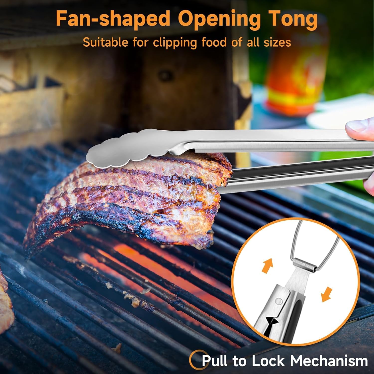 SHINESTAR Heavy Duty Grill Tools Set, Stainless Steel Grilling Accessories with Spatula, Tongs, Fork and Basting Brush, 4PCS, Ideal Grilling Gifts for Man - CookCave