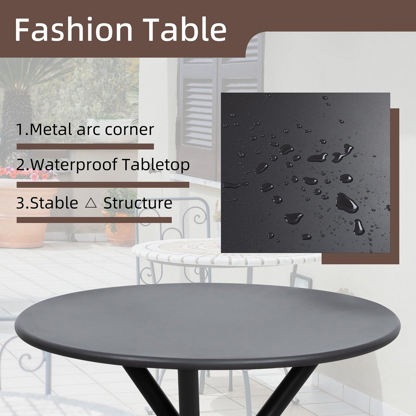 Shintenchi 3 Pieces Patio Bistro Sets, Outdoor Textilene Fabric Conversation Bistro Set, Textilene Fabric Front Porch Chairs Small Patio Furniture Set with Table for Lawn,Garden,Balcony (Black) - CookCave