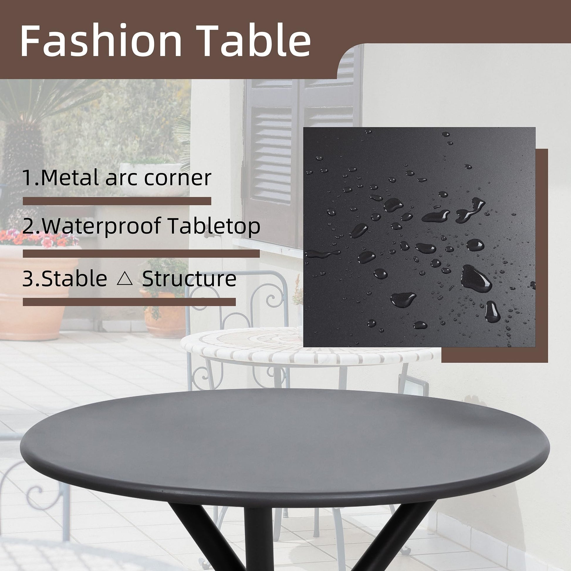 Shintenchi 3 Pieces Patio Bistro Sets, Outdoor Textilene Fabric Conversation Bistro Set, Textilene Fabric Front Porch Chairs Small Patio Furniture Set with Table for Lawn,Garden,Balcony (Black) - CookCave