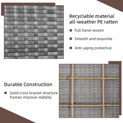 Shintenchi 4 Piece Patio Ratten Set Outdoor Furniture Set Wicker Conversation Set with Cushions and Tempered Glass Tabletop,Blue - CookCave