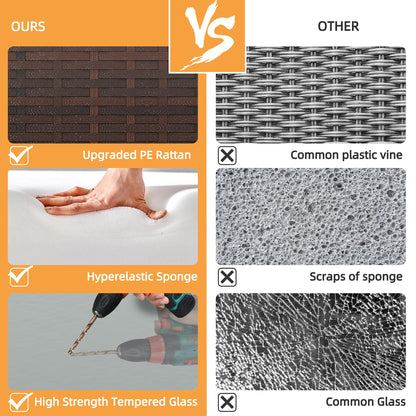 Shintenchi Outdoor Patio Furniture Sets, Wicker Patio sectional Sets 3-Piece, All Weather Wicker Rattan Patio Seating Sofas with Glass Coffee Table and Cushion (Beige) - CookCave