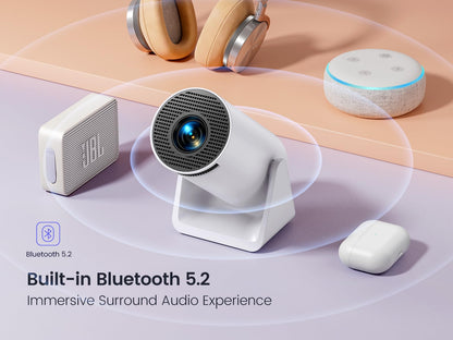 [Short Throw/Adjustable Stand]Mini projector with WiFi and Bluetooth, 2025 Upgrade Outdoor Portable Movie Projector 1080P, Auto Vertical Keystone, Home Projector for Phone/TV Stick, WiMiUS S27 (White) - CookCave