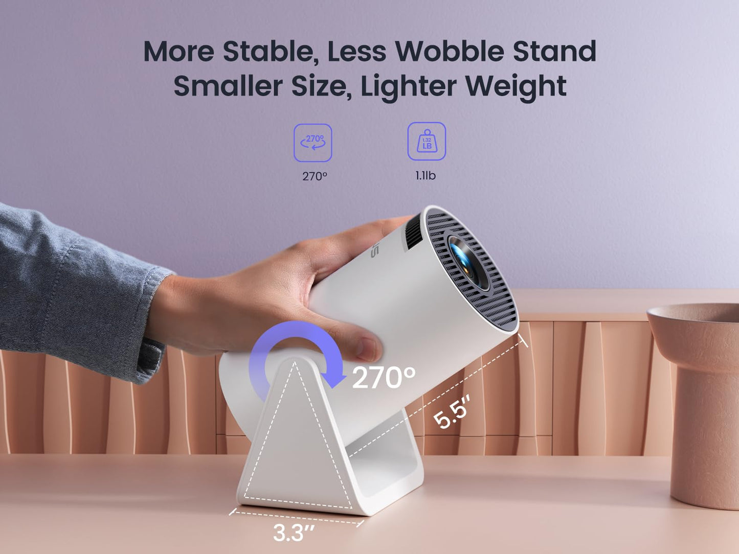 [Short Throw/Adjustable Stand]Mini projector with WiFi and Bluetooth, 2025 Upgrade Outdoor Portable Movie Projector 1080P, Auto Vertical Keystone, Home Projector for Phone/TV Stick, WiMiUS S27 (White) - CookCave