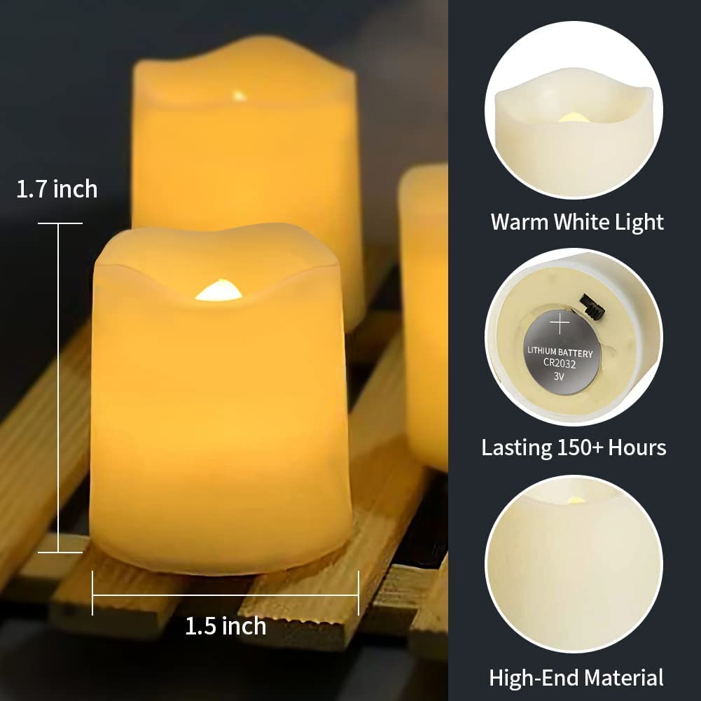 SHYMERY Flameless Votive Candles,Flameless Flickering Electric Fake Candle,24 Pack 200+Hour Battery Operated LED Tea Lights in Warm White for Wedding, Table, Halloween,Christmas Decorations 1.5"X1.7" - CookCave