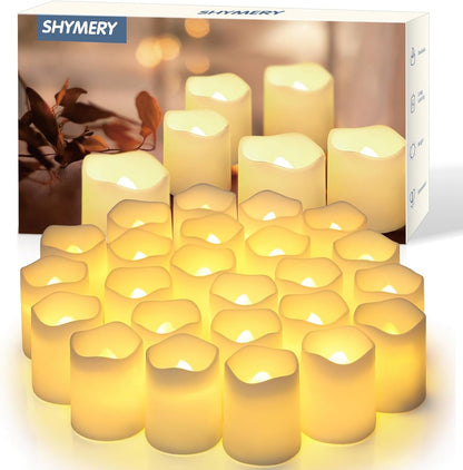 SHYMERY Flameless Votive Candles,Flameless Flickering Electric Fake Candle,24 Pack 200+Hour Battery Operated LED Tea Lights in Warm White for Wedding, Table, Halloween,Christmas Decorations 1.5"X1.7" - CookCave