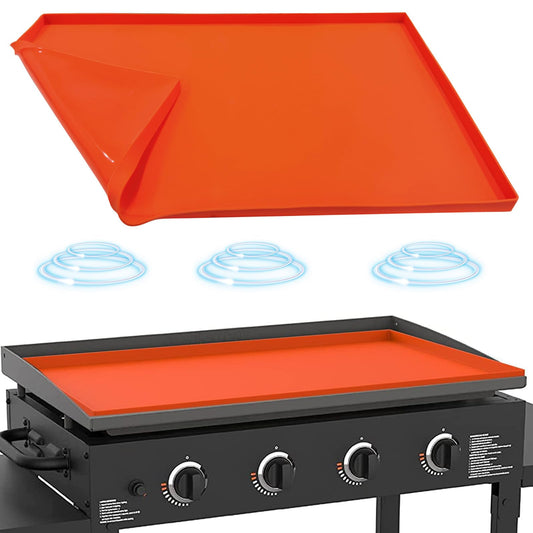 Silicone Griddle Mat for Blackstone 36 Inch, Heavy Duty Food Grade Silicone Griddle Cover, Griddle Accessories for Blackstone Grill, All Season Protective Cover (Orange) - CookCave