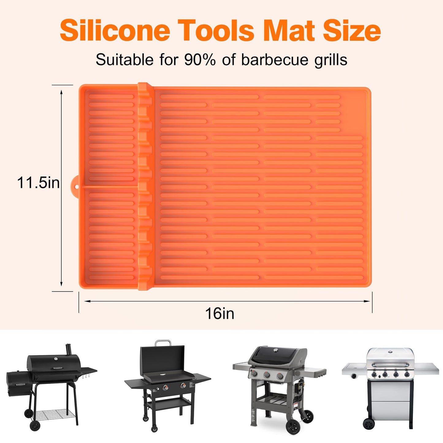 Silicone Griddle Tools Mat for Blackstone - Large Silicone Spatula Mat with Drip Pad - Griddle Mats BBQ Grill Accessories - Side Shelf Mats Grill Pad for Blackstone Griddles Accessories (Orange) - CookCave