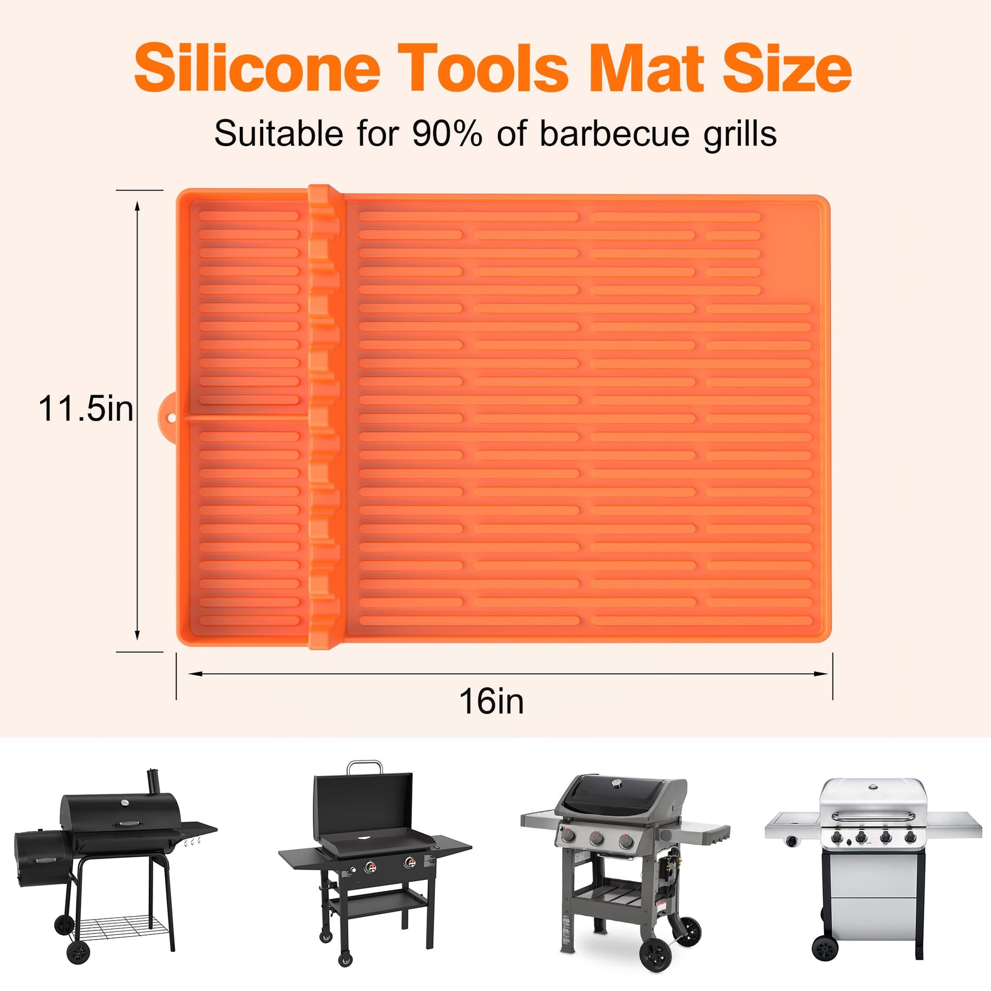 Silicone Griddle Tools Mat for Blackstone - Large Silicone Spatula Mat with Drip Pad - Griddle Mats BBQ Grill Accessories - Side Shelf Mats Grill Pad for Blackstone Griddles Accessories (Orange) - CookCave
