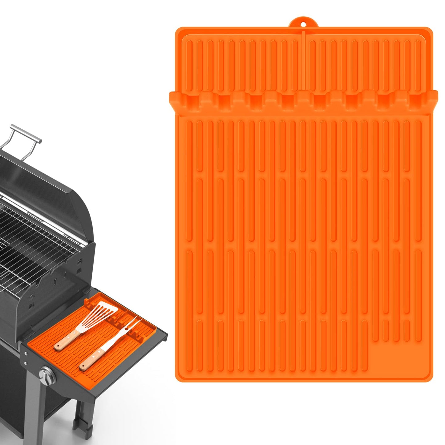 Silicone Grill Mat Compatible with Blackstone Griddle, Griddle Accessories with Drip Pad, Silicone Spatula Mat for Outdoor Grill, BBQ & Kitchen Counter - CookCave