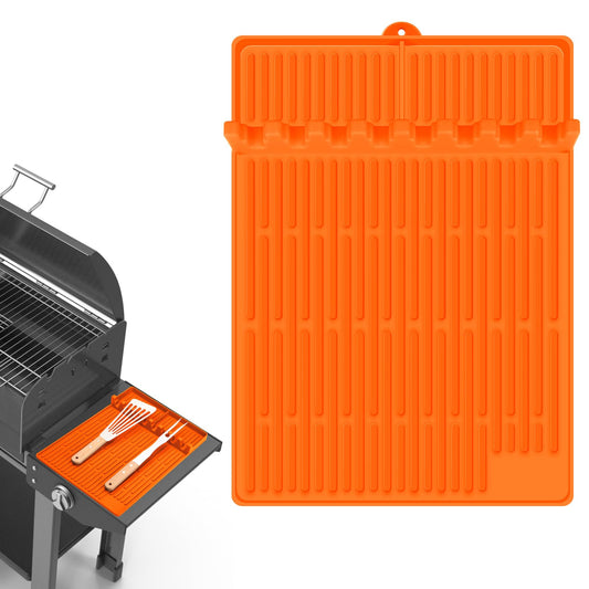 Silicone Grill Mat Compatible with Blackstone Griddle, Griddle Accessories with Drip Pad, Silicone Spatula Mat for Outdoor Grill, BBQ & Kitchen Counter - CookCave