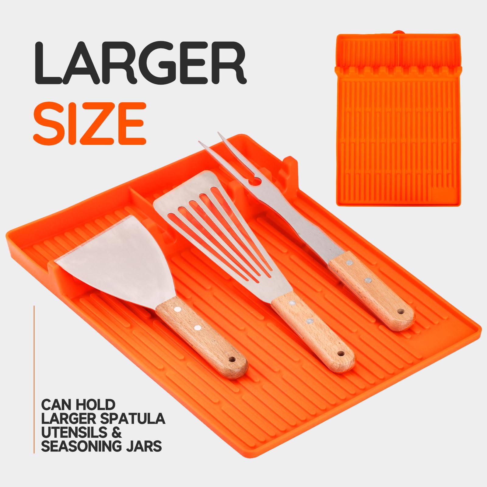 Silicone Grill Mat Compatible with Blackstone Griddle, Griddle Accessories with Drip Pad, Silicone Spatula Mat for Outdoor Grill, BBQ & Kitchen Counter - CookCave