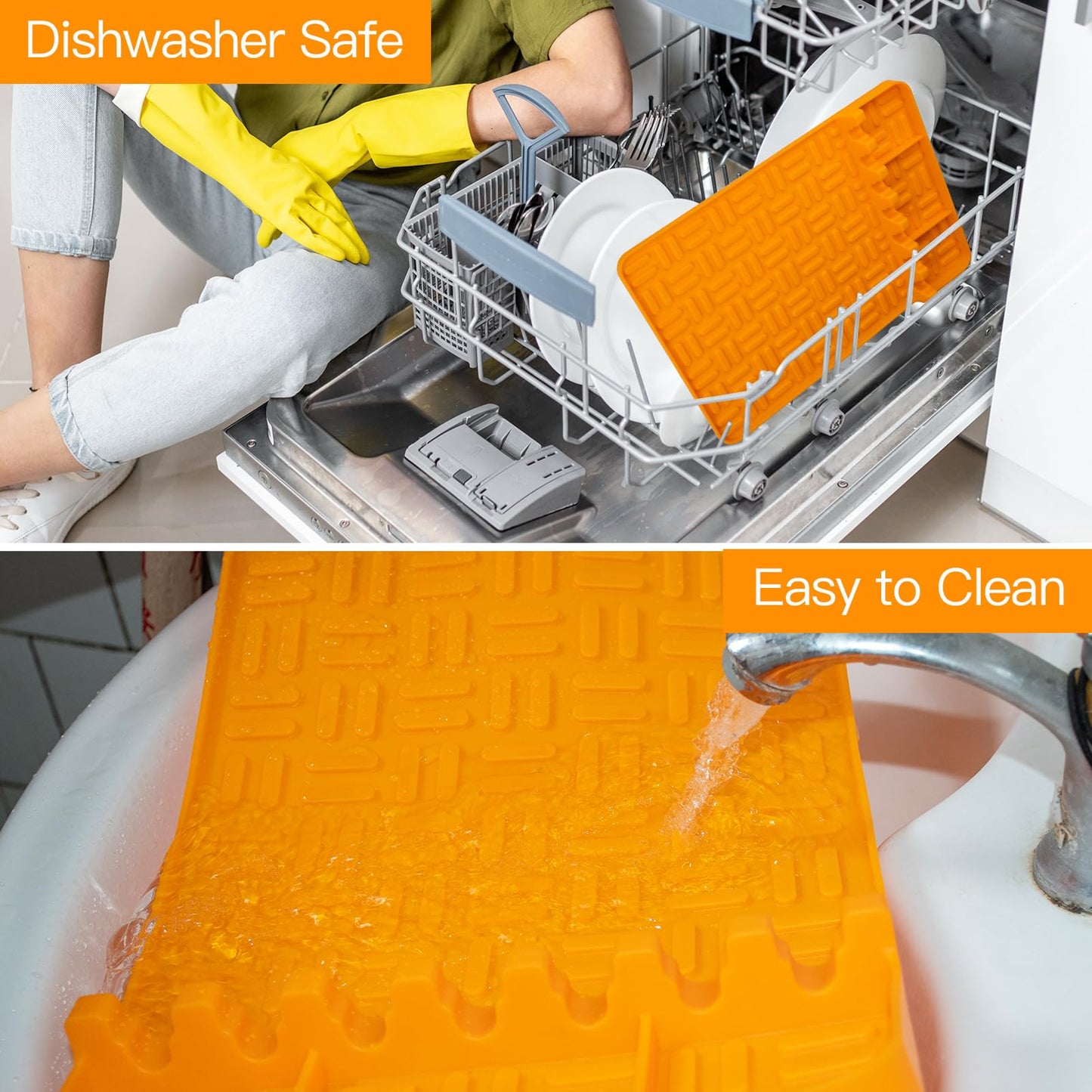 Silicone Spatula Mat Fit for Blackstone, Large Griddle Tools Mat with Drip Pad, Outdoor Grill BBQ Utensils Holder for Kitchen, Cooking & Countertop, Grilling Accessories, Yellow - CookCave