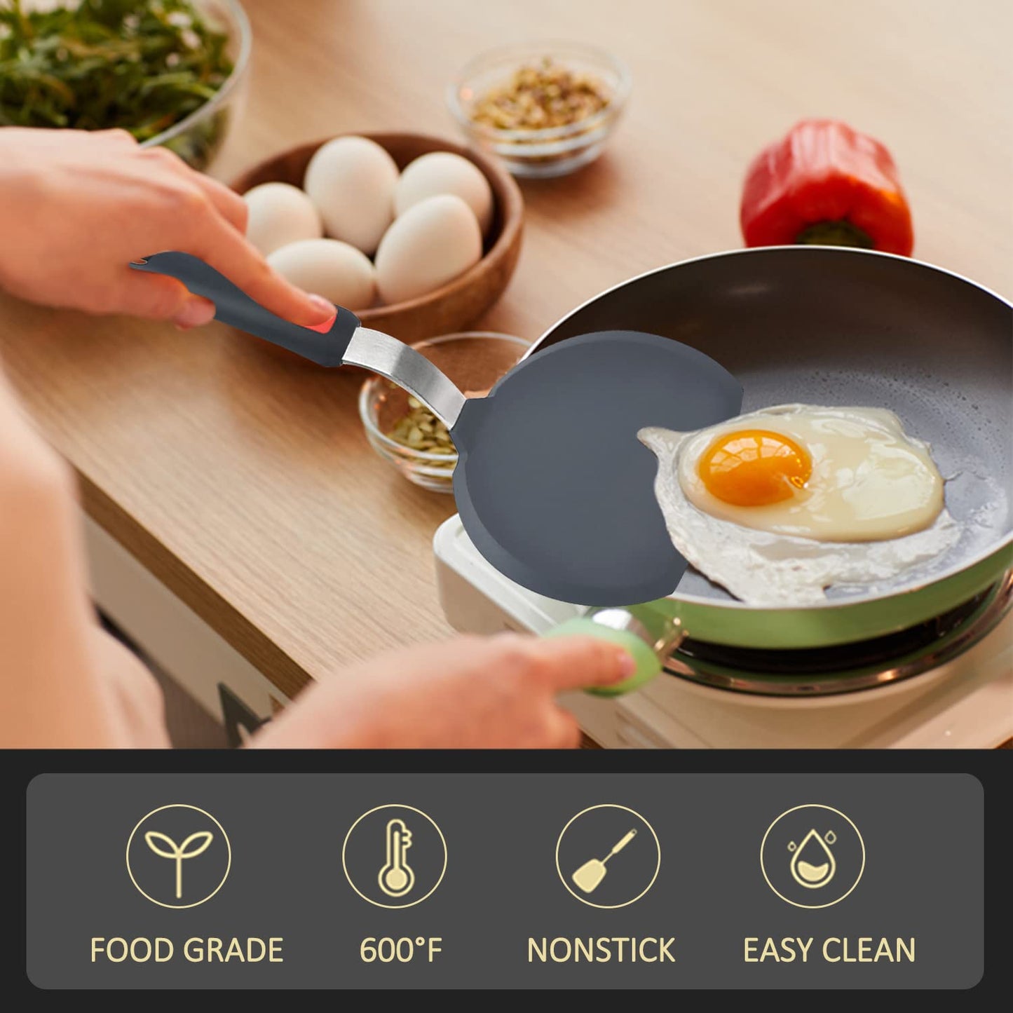 Silicone Spatula Turner Set of 3, Beijiyi 600°F Heat Resistant Cooking Spatulas for Nonstick Cookware, Large Flexible Kitchen Utensils BPA Free Rubber Spatula Set for Egg, Pancake, Fish, Burger - CookCave