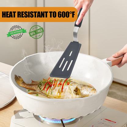 Silicone Spatula Turner Set of 3, Beijiyi 600°F Heat Resistant Cooking Spatulas for Nonstick Cookware, Large Flexible Kitchen Utensils BPA Free Rubber Spatula Set for Egg, Pancake, Fish, Burger - CookCave