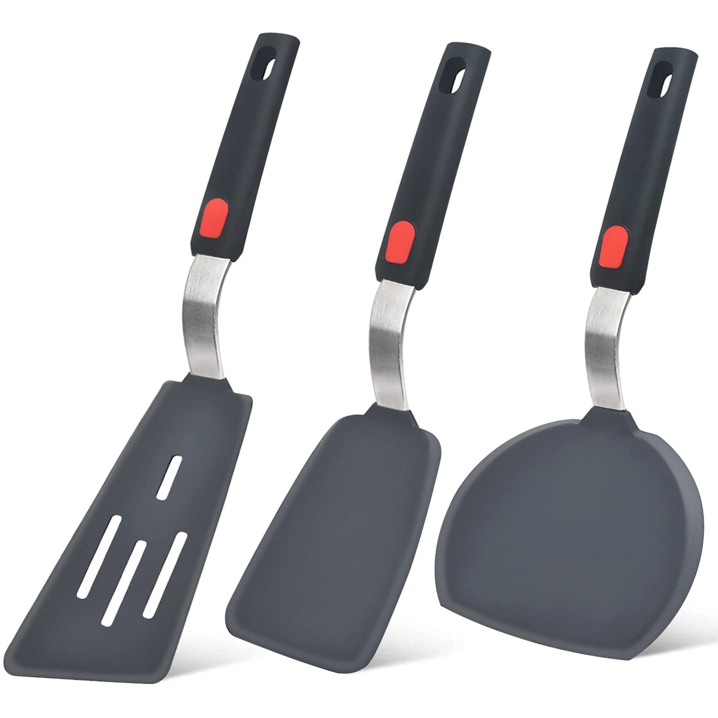Silicone Spatula Turner Set of 3, Beijiyi 600°F Heat Resistant Cooking Spatulas for Nonstick Cookware, Large Flexible Kitchen Utensils BPA Free Rubber Spatula Set for Egg, Pancake, Fish, Burger - CookCave