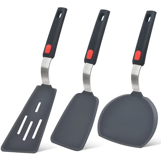 Silicone Spatula Turner Set of 3, Beijiyi 600°F Heat Resistant Cooking Spatulas for Nonstick Cookware, Large Flexible Kitchen Utensils BPA Free Rubber Spatula Set for Egg, Pancake, Fish, Burger - CookCave