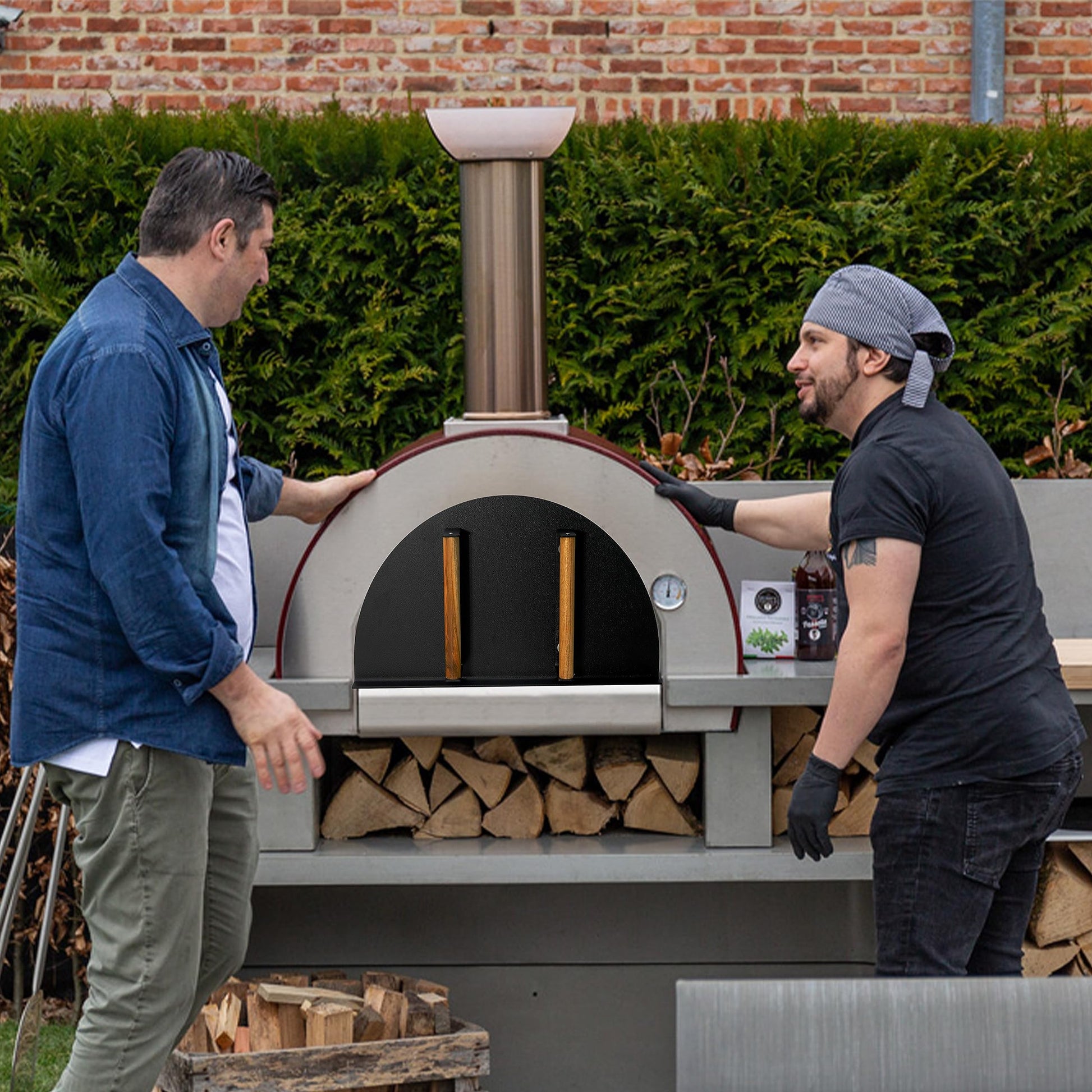 Simond Store Pizza Oven Door - 20'L x 11'H Stainless Steel Heavy-Duty Door with Wooden Handle for Indoor & Outdoor Pizza Oven Kit - CookCave