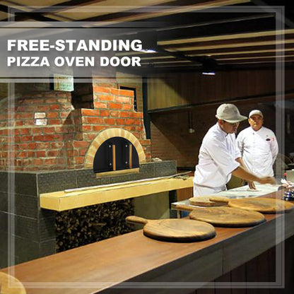 Simond Store Pizza Oven Door - 20'L x 11'H Stainless Steel Heavy-Duty Door with Wooden Handle for Indoor & Outdoor Pizza Oven Kit - CookCave